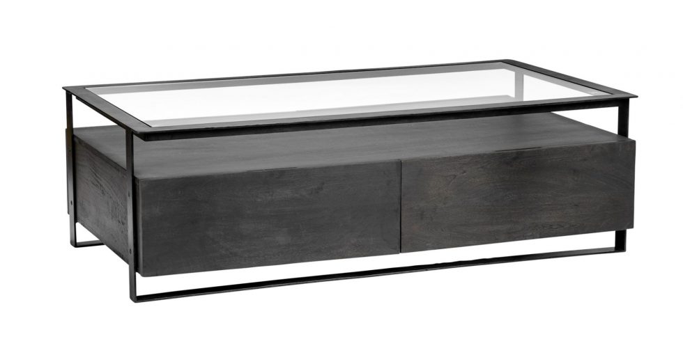 metal wood rectangular coffee table