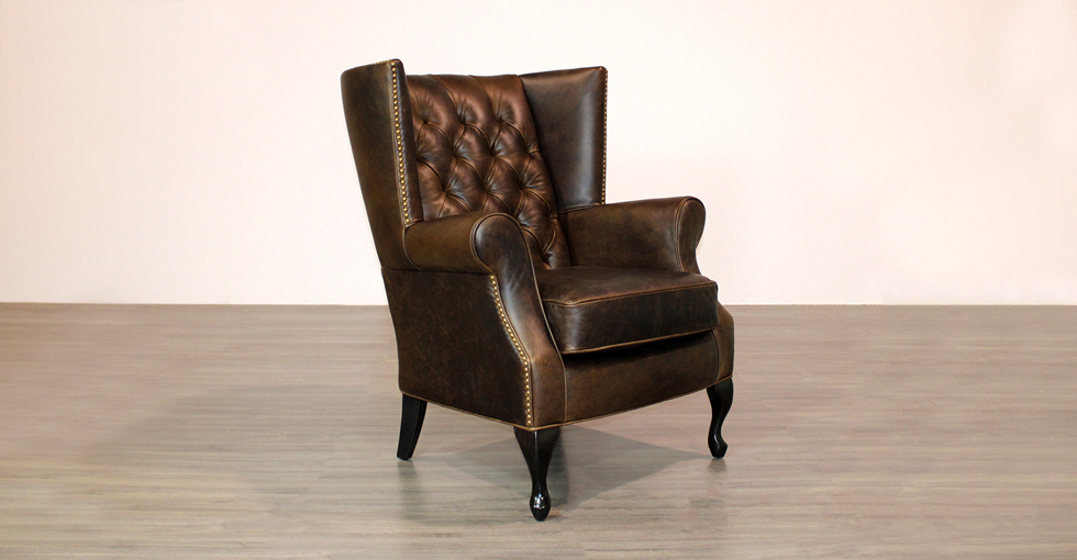 Barrel Tufted Leather Chair
