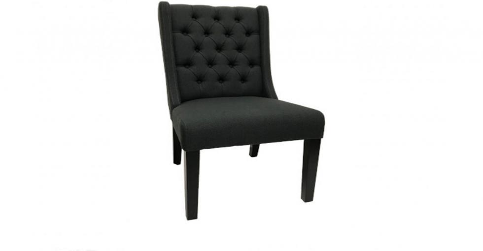 charcoal fabric tufted dining chair