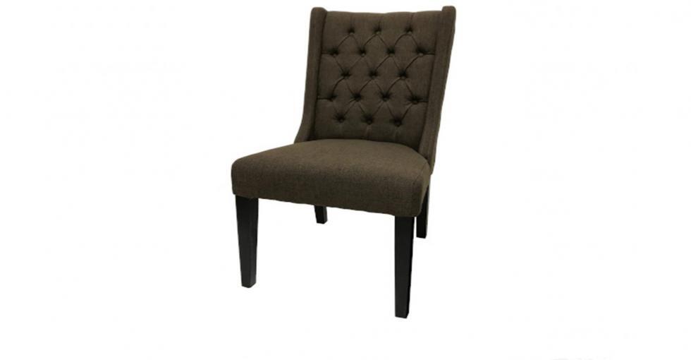 chocolate fabric tufted dining chair