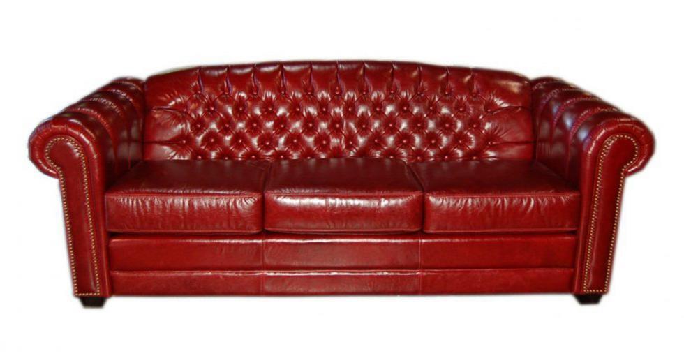 Red Leather Tufted Sofa