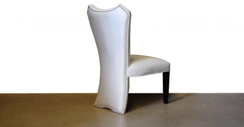 white fabric dining chair