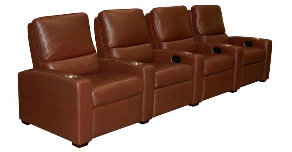 Brown Leather 4 Seater Theatre Seating