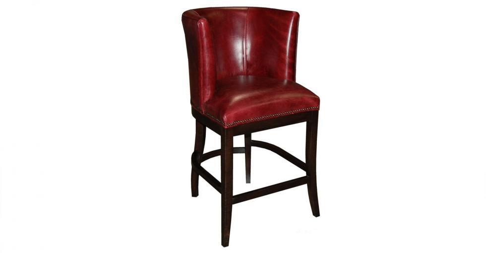 wood frame leather counter stool