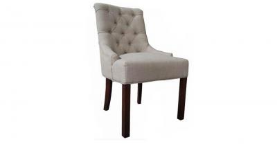 grey fabric tufted dining chair