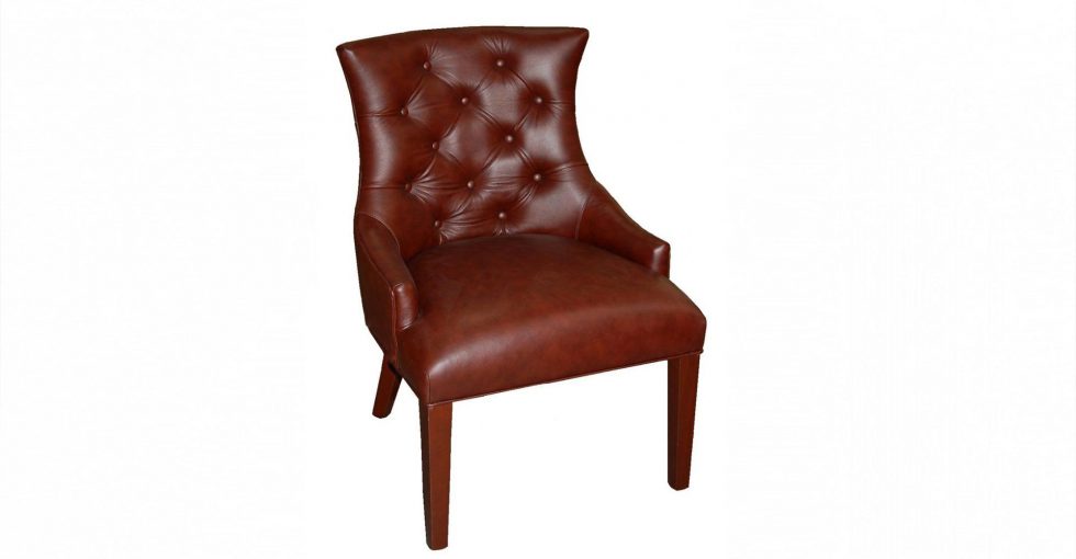 brown leather tufted dining chair