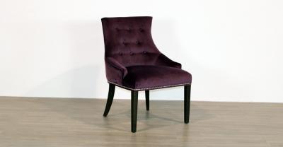 purple fabric tufted dining chair