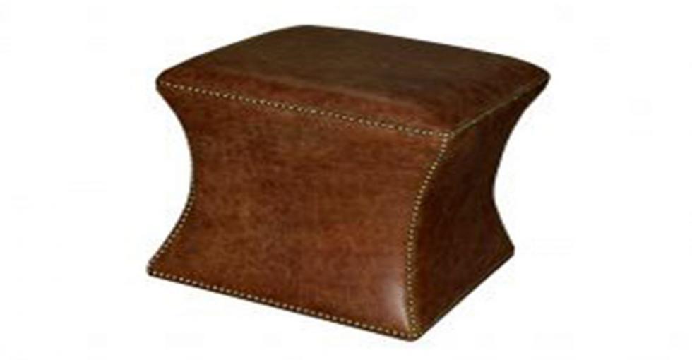 Brown Leather Cube Ottoman