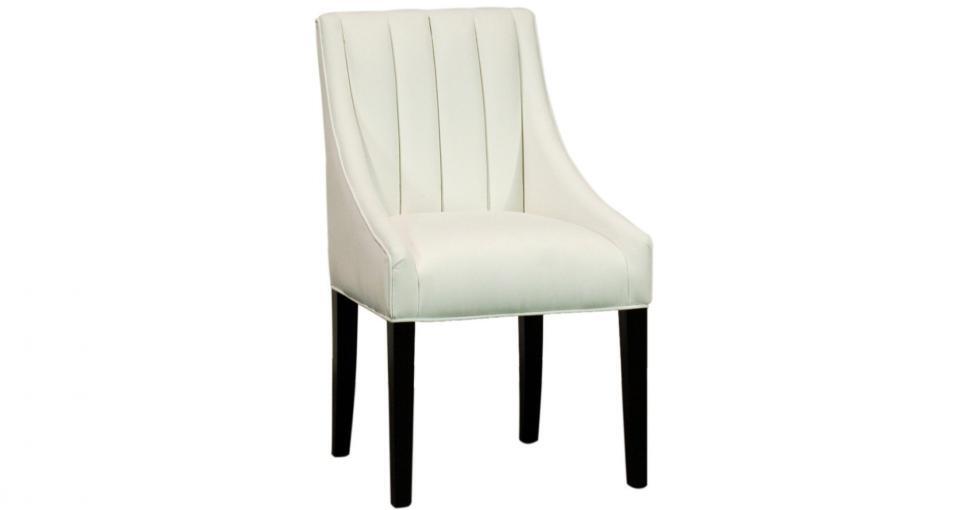 White Leather Channel Back Dining Chair