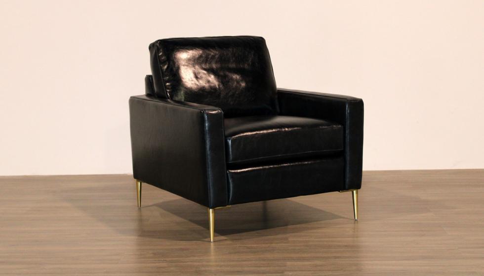 leather chair with brass legs