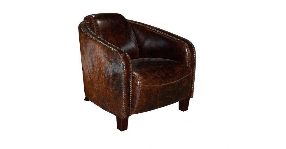 leather chair with hair on hide