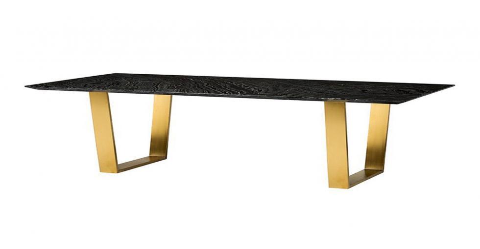 black marble with brushed gold legs dining table