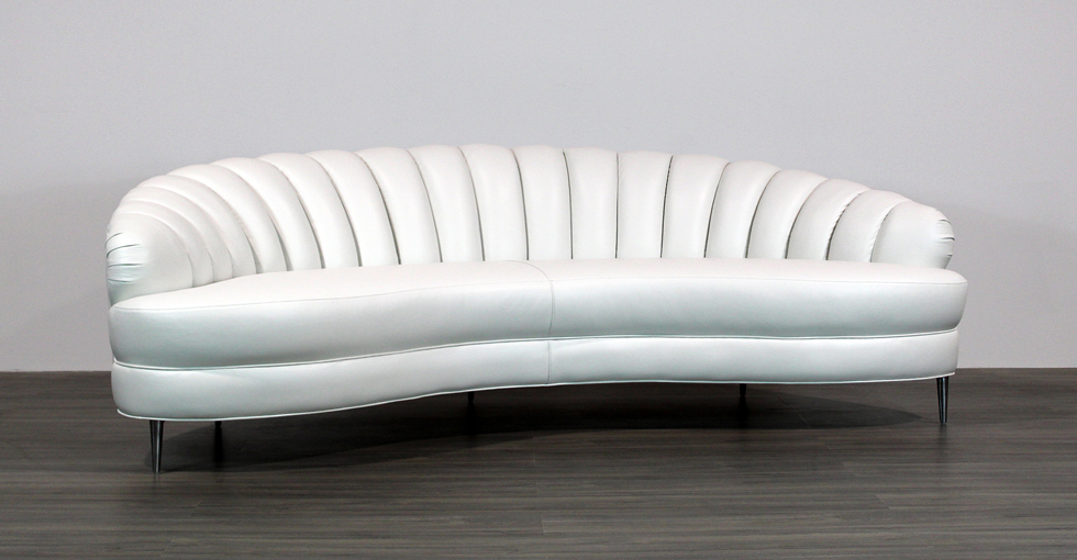 Harlow Channel Tufted Leather Sofa