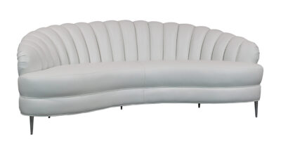Harlow Channel Tufted Curved Leather Sofa