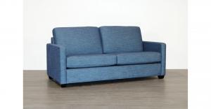 blue fabric condo sofa