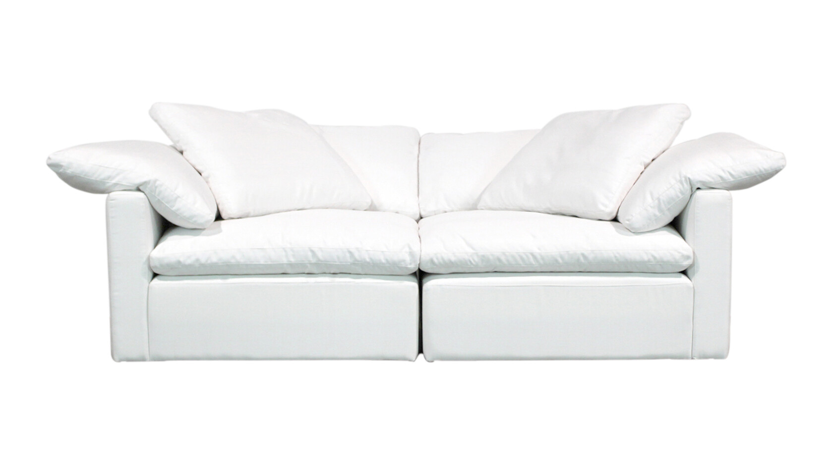 cloud track-arm leather two-seat-cushion sofa