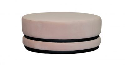 fabric and leather ottoman