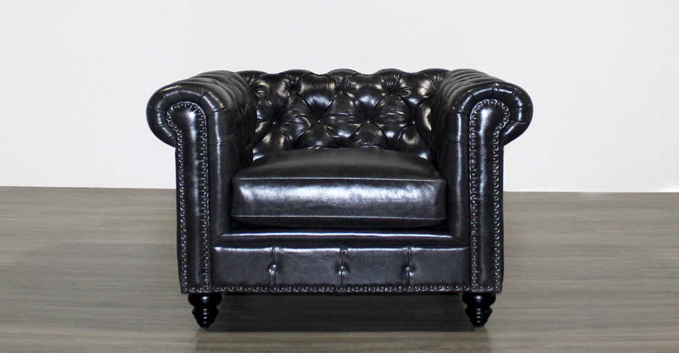 Champagne-Tufted-Leather-Chair