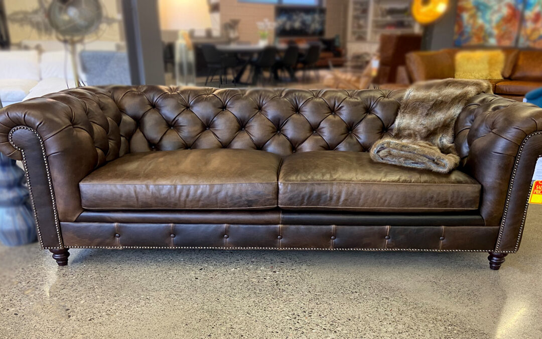 Champagne Leather Sofa